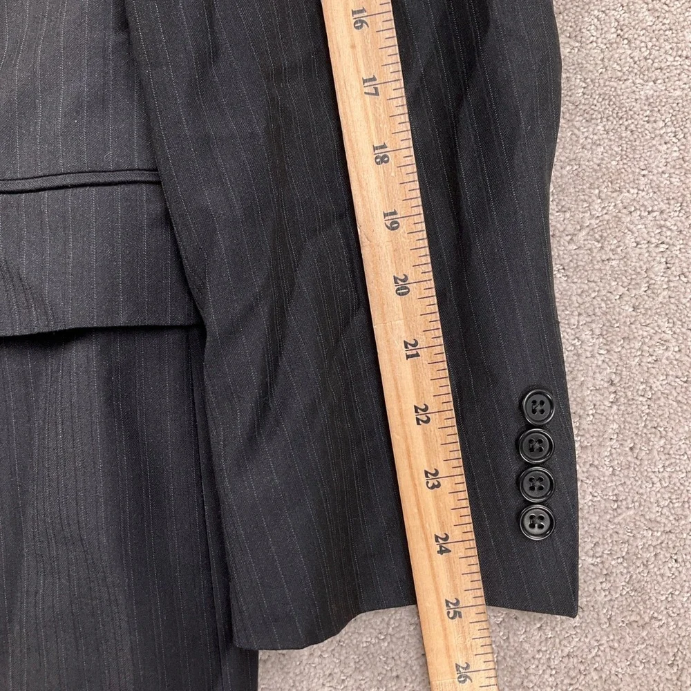 Canali Blazer Mens 42R Blue Black Pinstripe Career Wool‎ Suit Italian Jacket